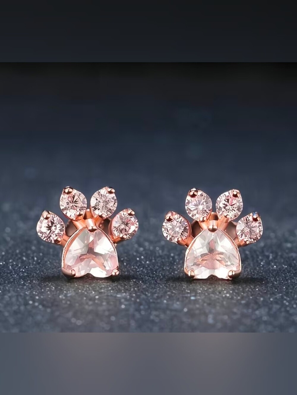 $8 Each Or Bundle 5/$20 Rose Gold Pink Paw Print Crystal Stud Earrings